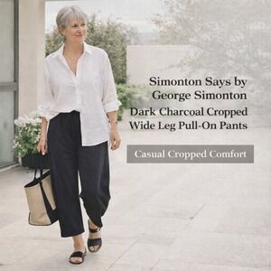 Simonton Says by George Simonton Charcoal Wide Leg‎ Pull-On Pants Small Lounge